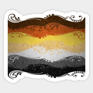 Fancy Swooped and Swirled Gay Bear Pride Flag Background Sticker